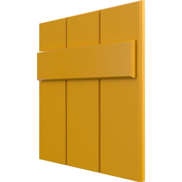 12W X 12H True Fit PVC Joined Board-n-Batten Shutters Sample, Turmeric